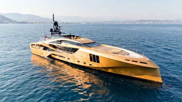 Khalilah, the golden 49m all-carbon superyacht